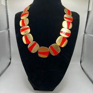 Vintage Karen Reed Elegant Gold and Red Necklace